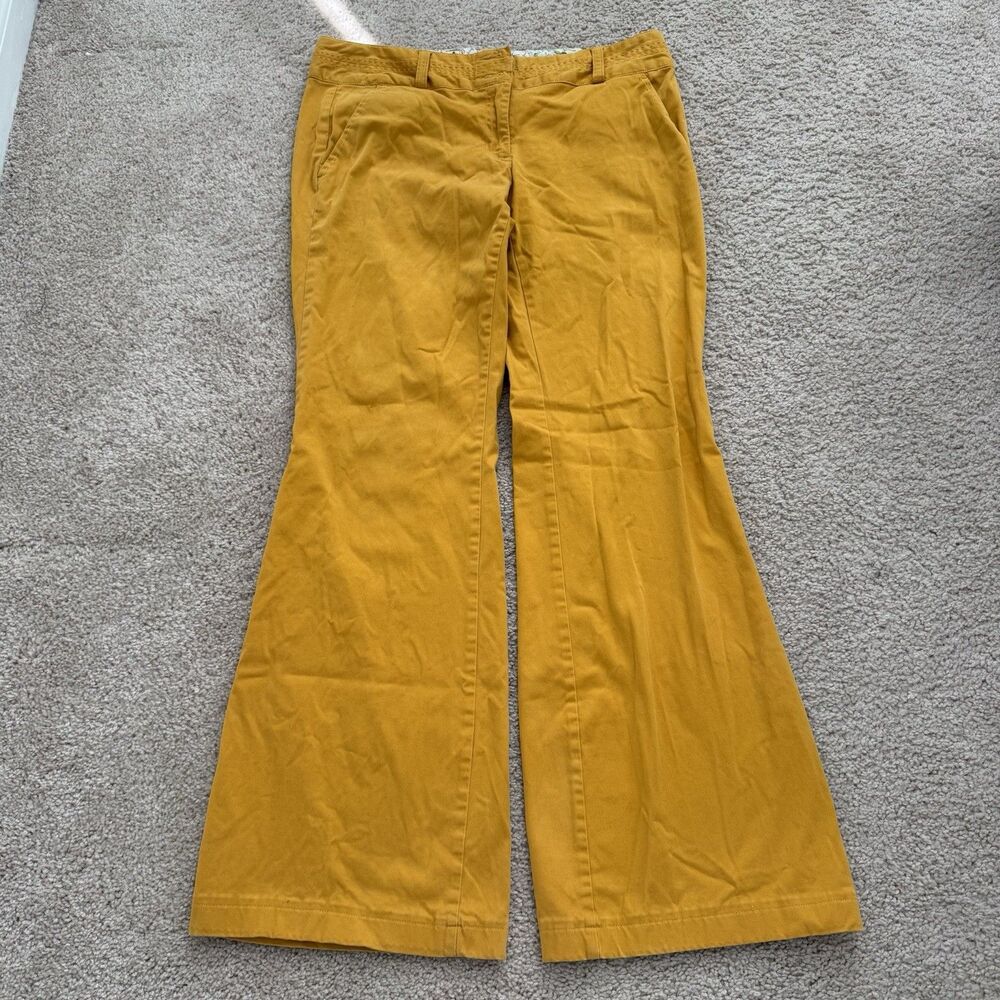 Land’s End Women’s Mustard Yellow Corduroy Flare Jean Pants Stretch Sz 12